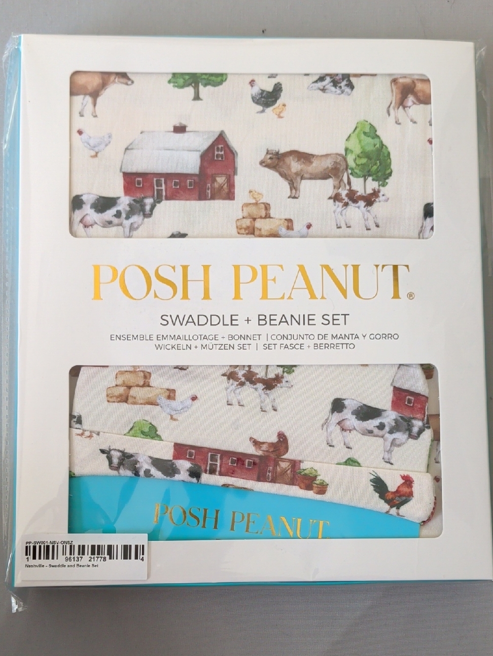 Posh Peanut Nashville Print Swaddle Beanie Set